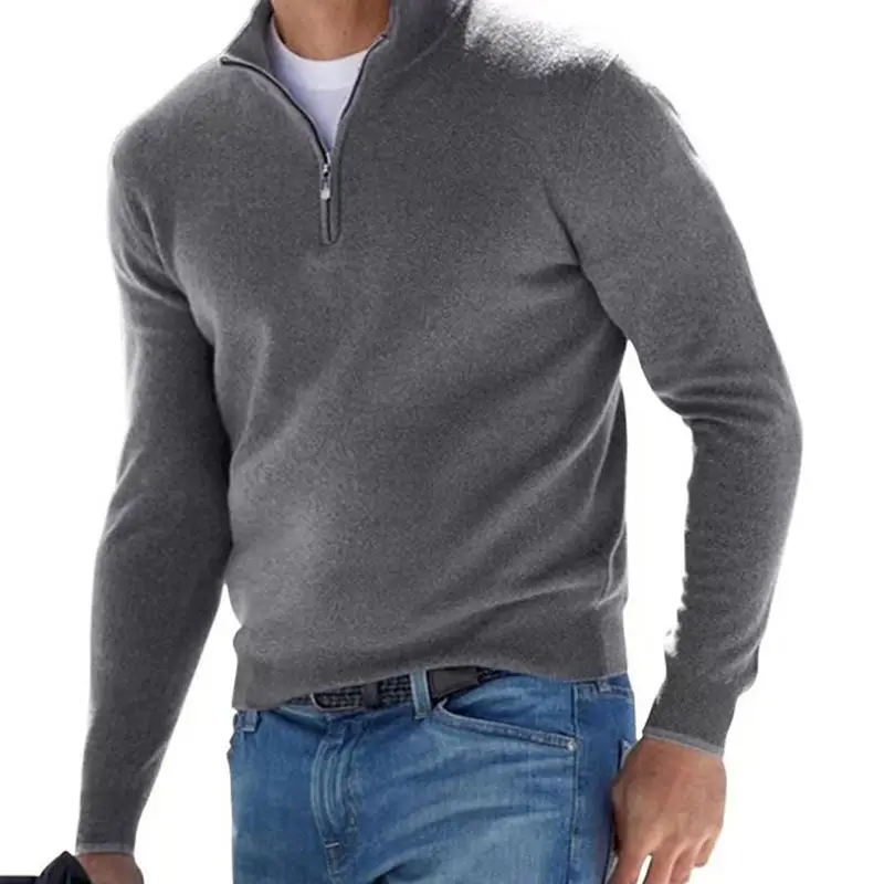 Men's Pink Wool Velvet V Neck Zipper Top - Image 5