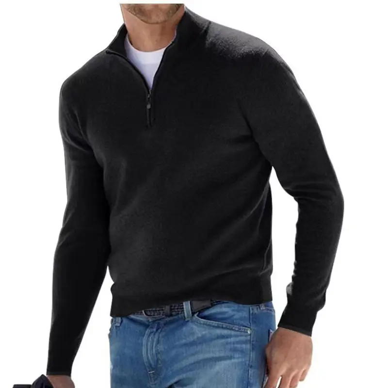 Men's Pink Wool Velvet V Neck Zipper Top - Image 6