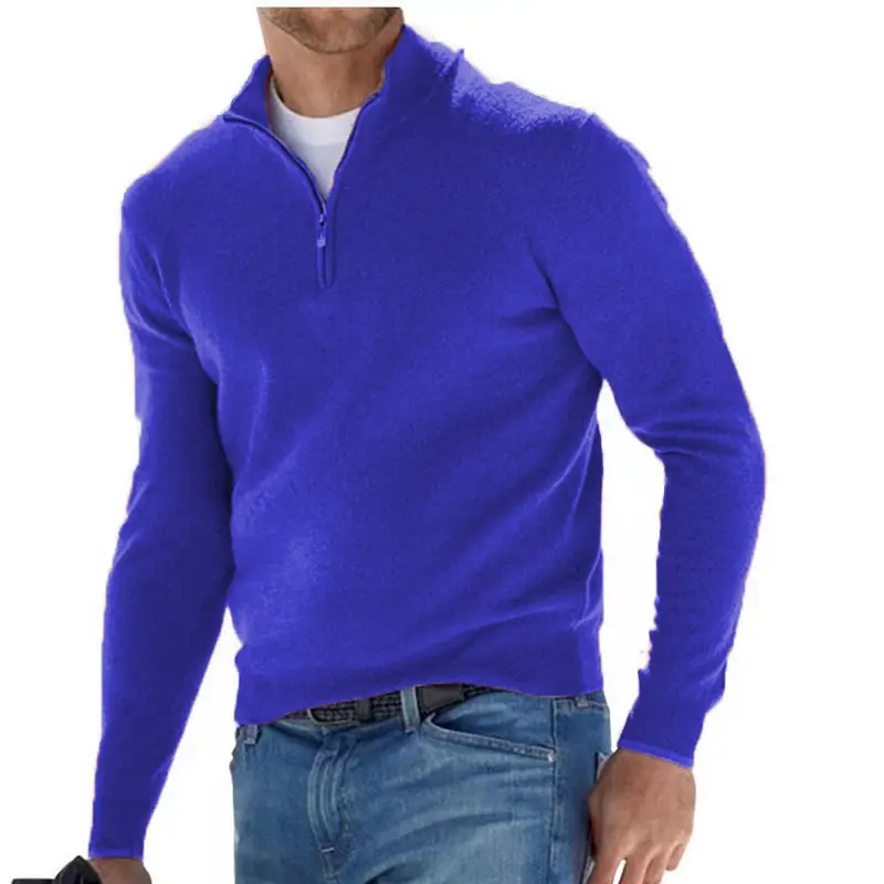 Men's Pink Wool Velvet V Neck Zipper Top - Image 8
