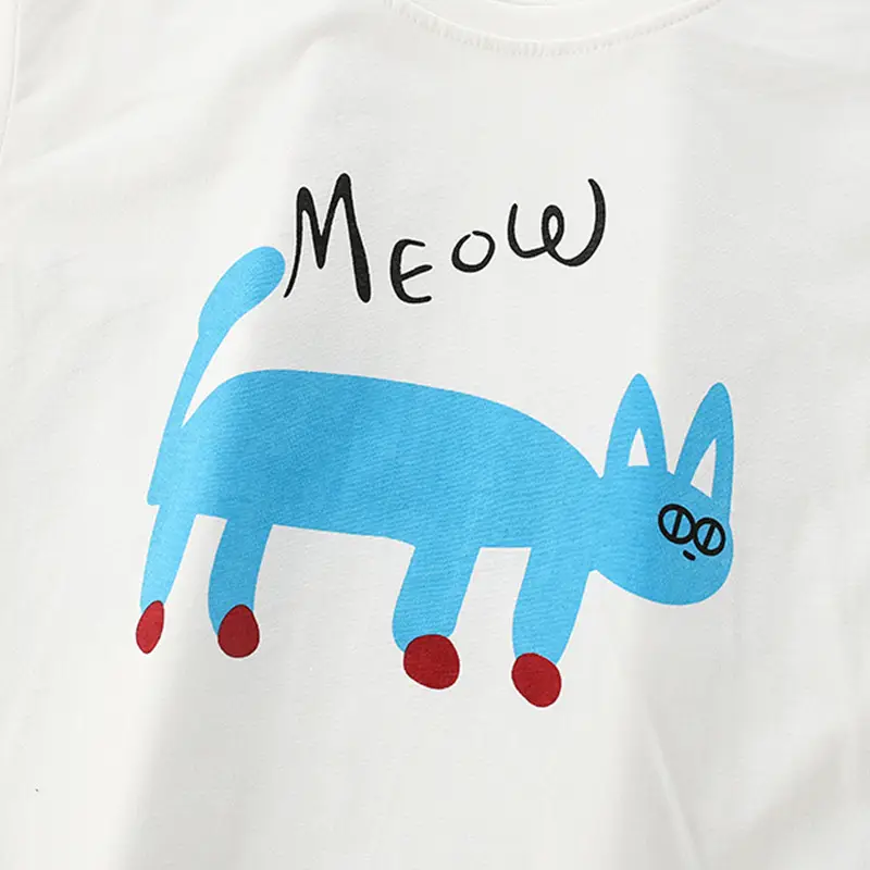 Children's White Dinosaur T-Shirt Long Sleeve Round Neck