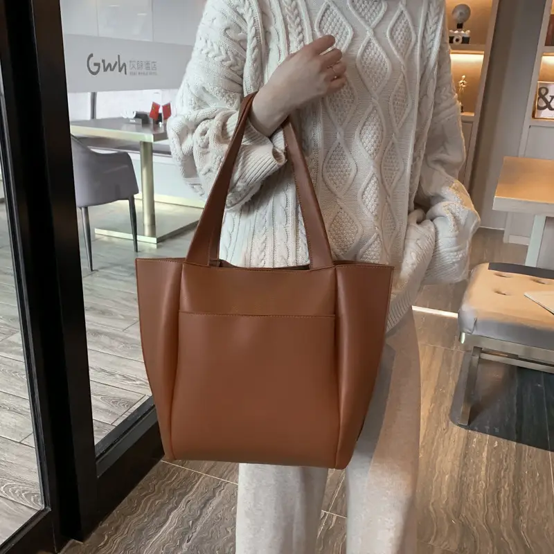 Large Capacity Korean Style Women Tan Tote Bag