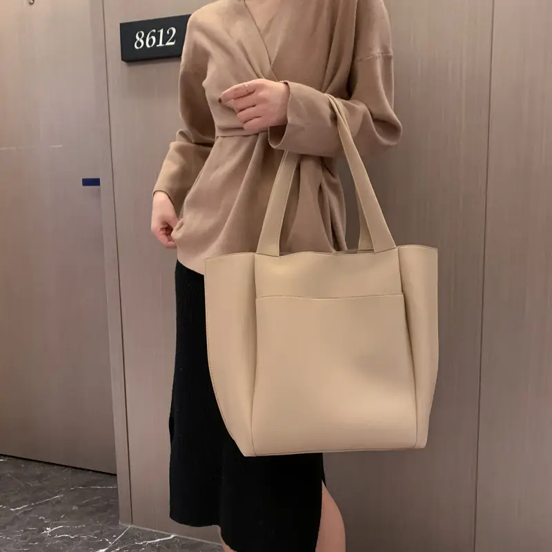 Large Capacity Korean Style Women Tan Tote Bag