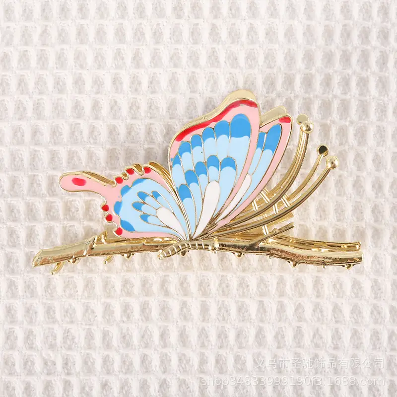 Antique Painted Butterfly Hair Clip for Women