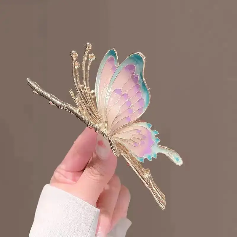 Antique Painted Butterfly Hair Clip for Women