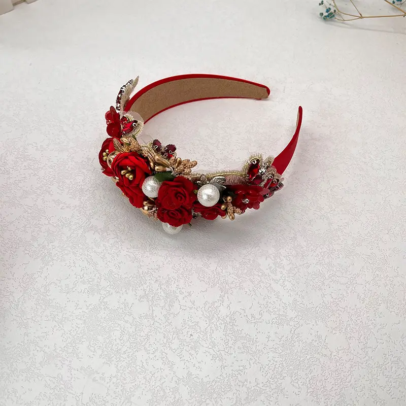 Baroque Rhinestone Pearl Headband with Skull Drill Design - Image 21