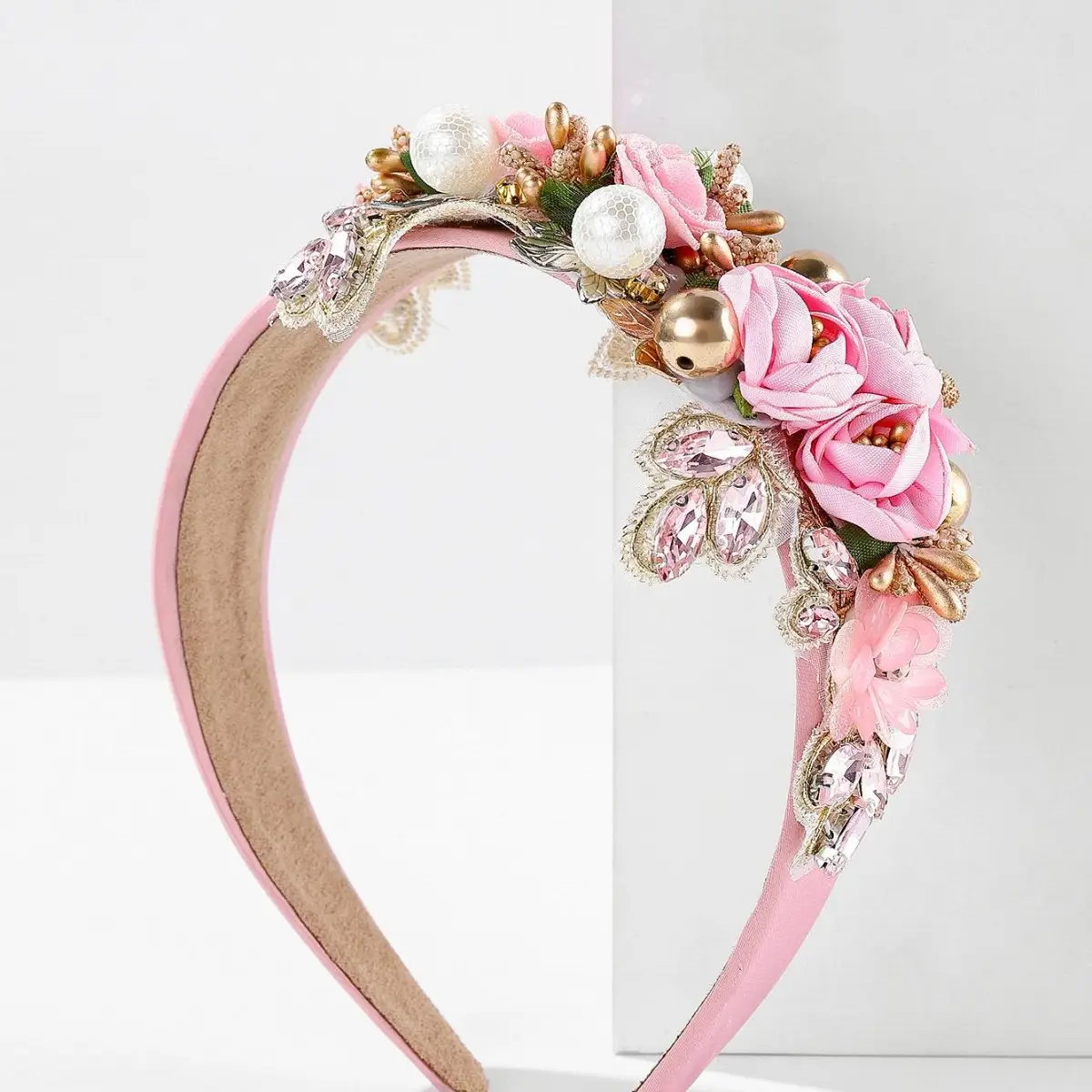 Baroque Rhinestone Pearl Headband with Skull Drill Design - Image 14
