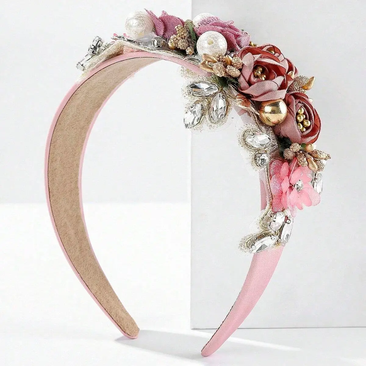 Baroque Rhinestone Pearl Headband with Skull Drill Design - Image 15