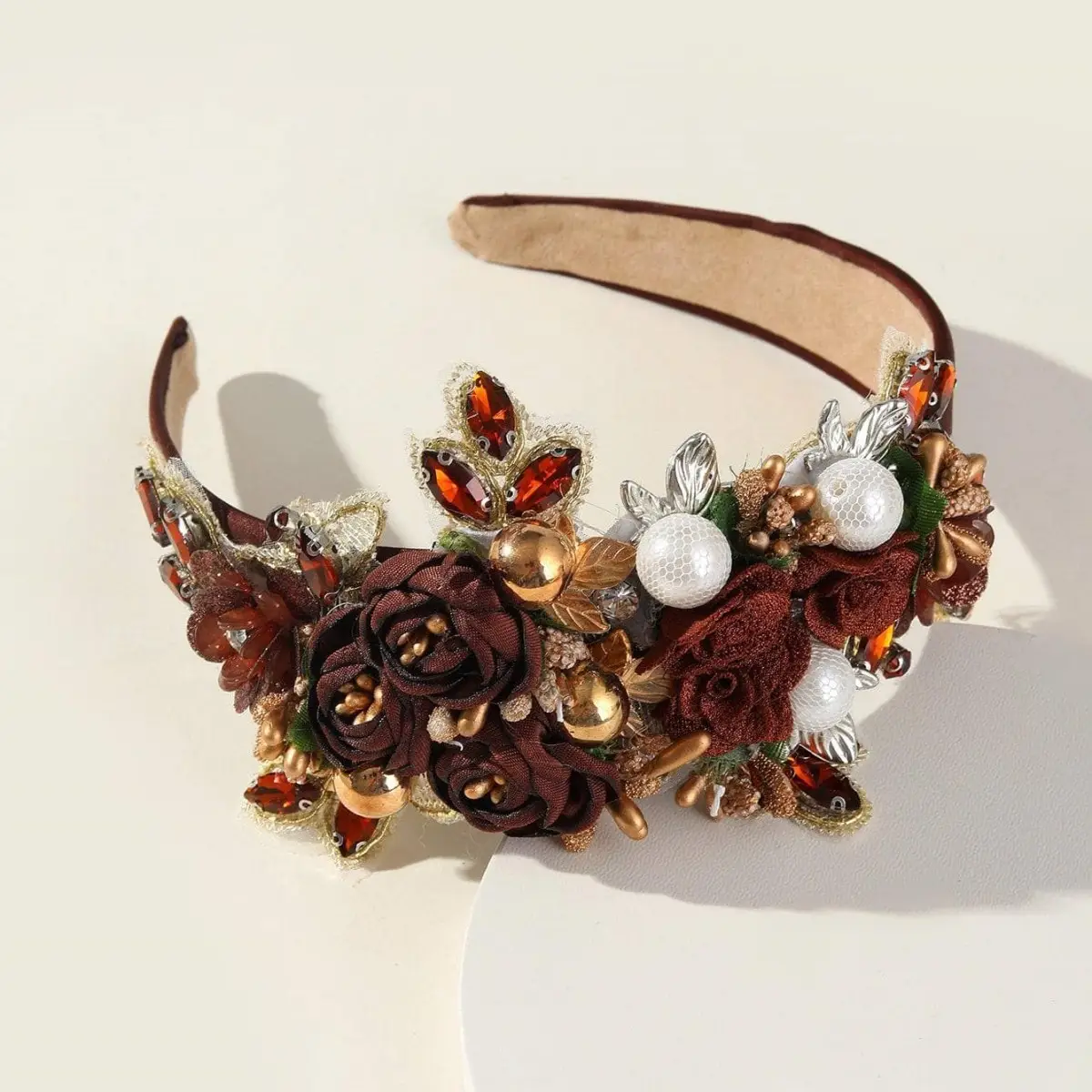 Baroque Rhinestone Pearl Headband with Skull Drill Design - Image 16