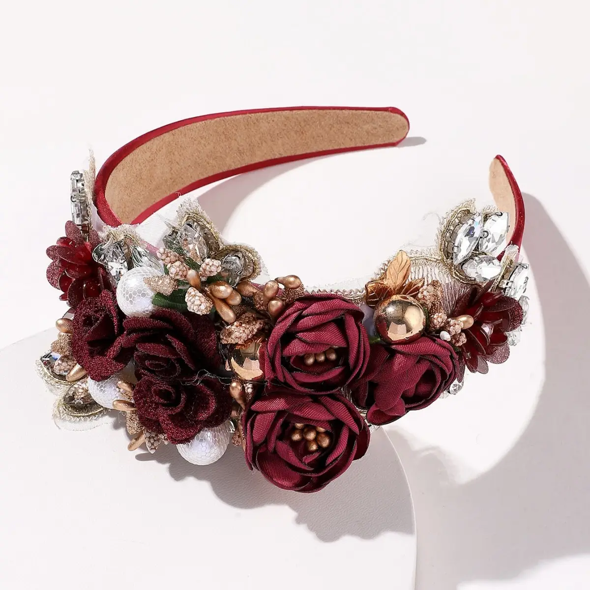 Baroque Rhinestone Pearl Headband with Skull Drill Design - Image 17