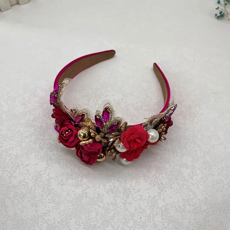 Baroque Rhinestone Pearl Headband with Skull Drill Design - Image 7