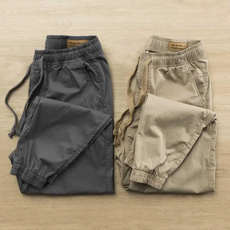 2021 Men Beige Construction Pants Loose Plus Large - Image 4