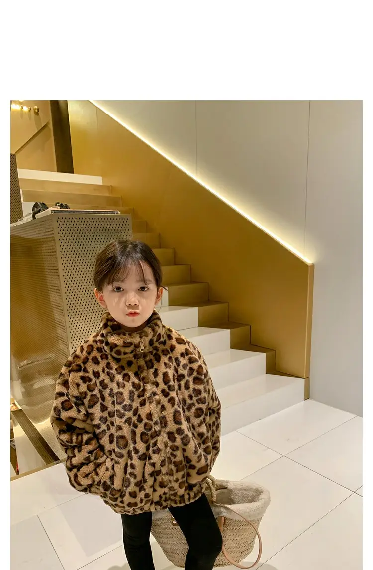 Girls Leopard Print Winter Coat Korean Style Thick Warm Woolen — feature 15