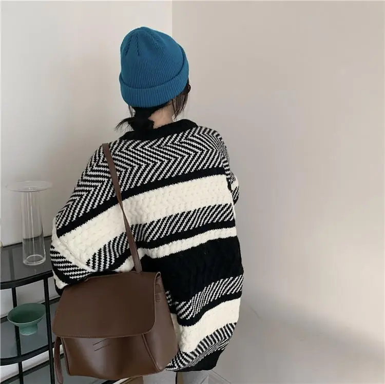 Women Striped Korean Sweater Lazy Outerwear — feature 15
