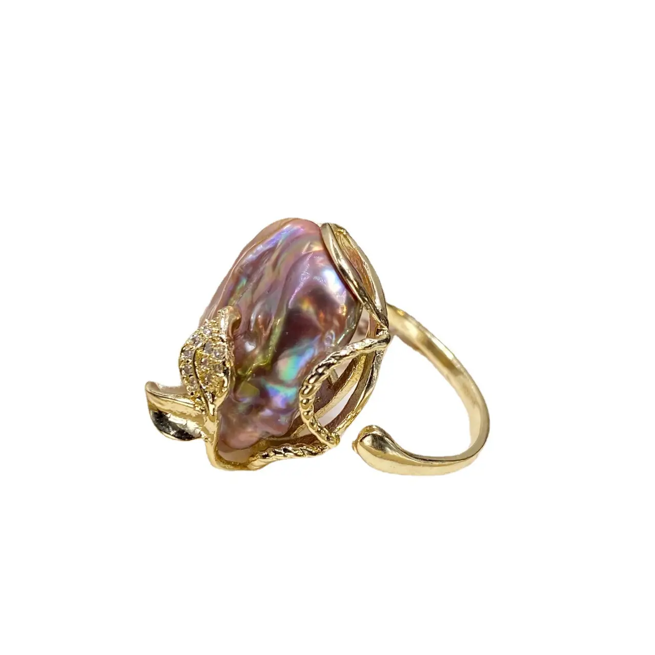 Natural Freshwater Pearl Ring Alien Colorful Baroque