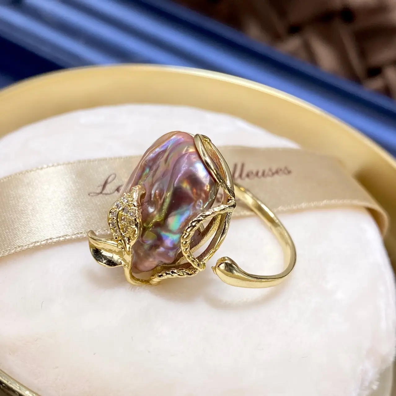 Natural Freshwater Pearl Ring Alien Colorful Baroque — feature 5