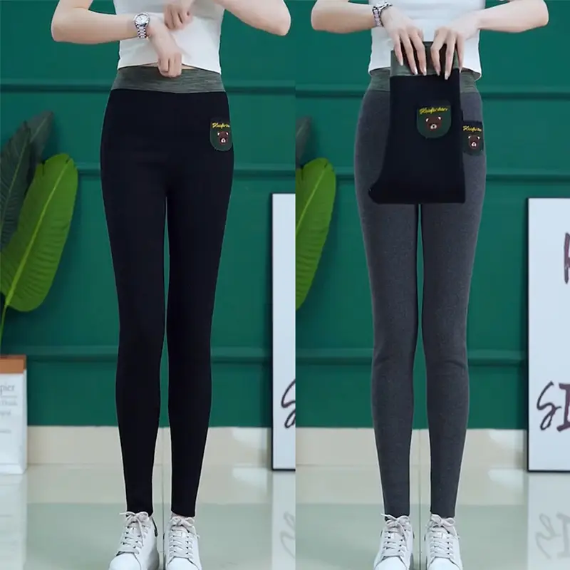 Lamb Wool Bear Butt Lifting Leggings Women Slim Fit