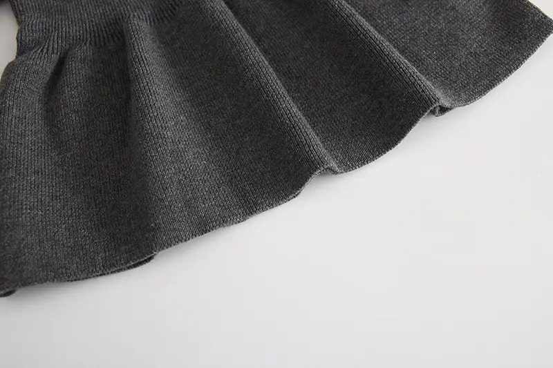 Red Flying Sleeve Knitted Cotton Dress for Girls — feature 14