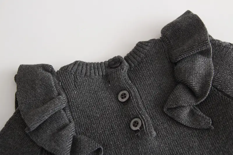 Red Flying Sleeve Knitted Cotton Dress for Girls — feature 9