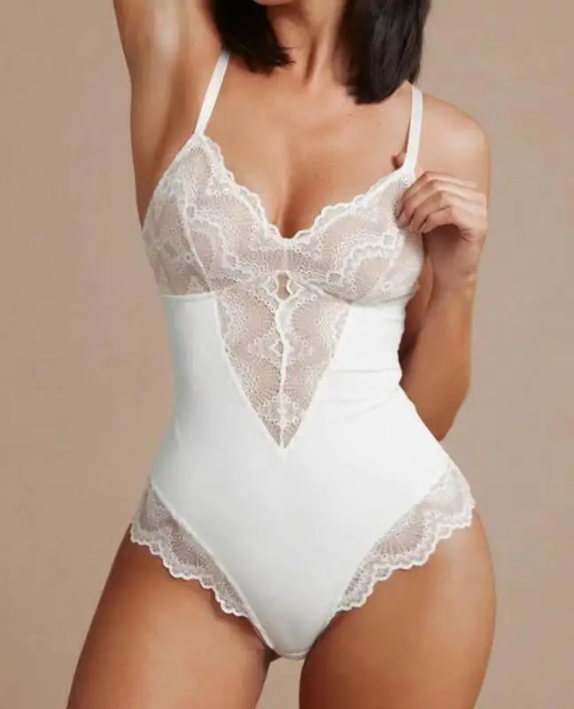 Black Lace Camisole Nightgown with High Waist & Hollow Design — feature 14