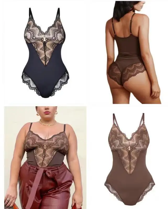 Black Lace Camisole Nightgown with High Waist & Hollow Design — feature 18