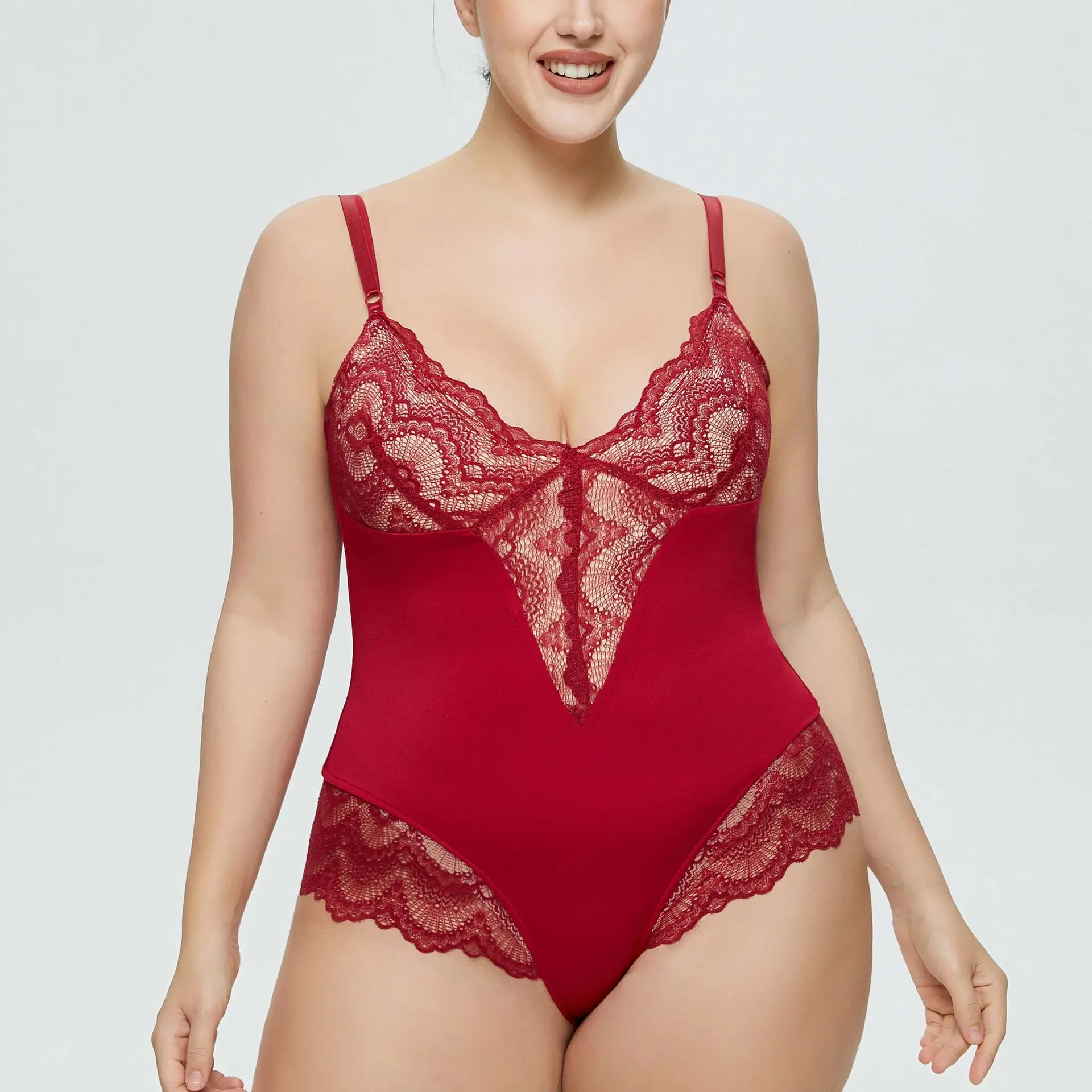 Black Lace Camisole Nightgown with High Waist & Hollow Design — feature 3