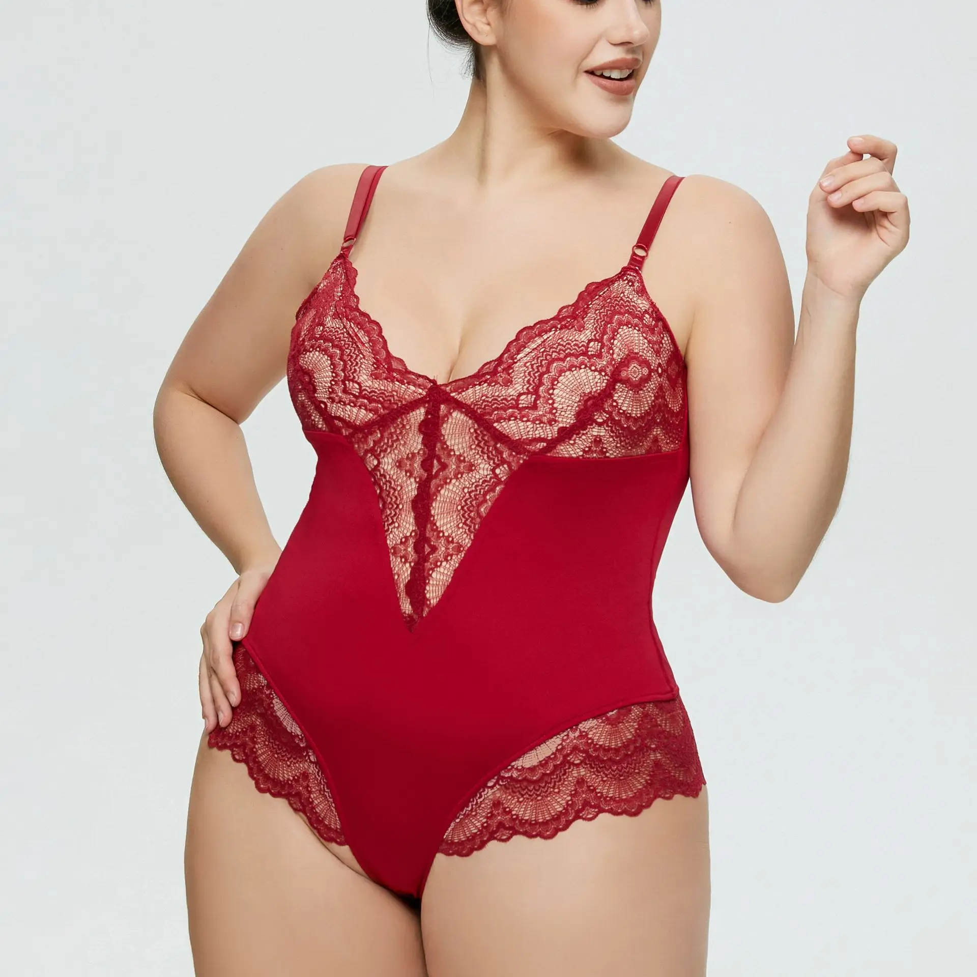 Black Lace Camisole Nightgown with High Waist & Hollow Design — feature 5