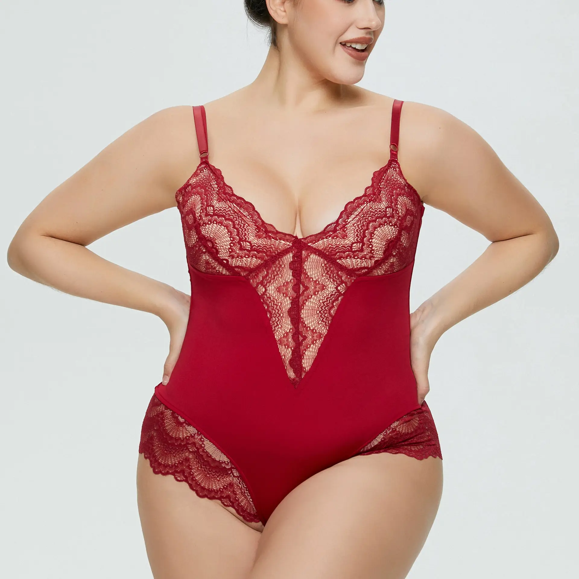 Black Lace Camisole Nightgown with High Waist & Hollow Design — feature 6
