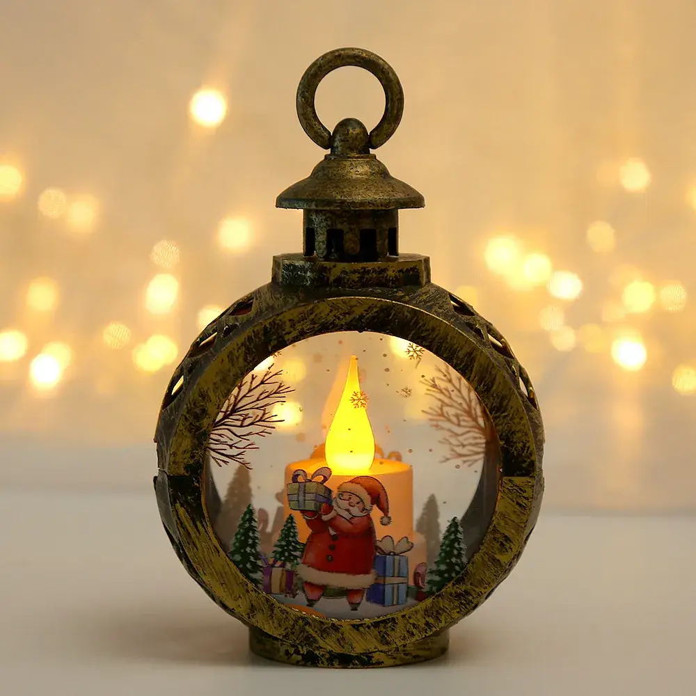 Christmas Candle Lamp Pendant with Santa Window Design - Image 3