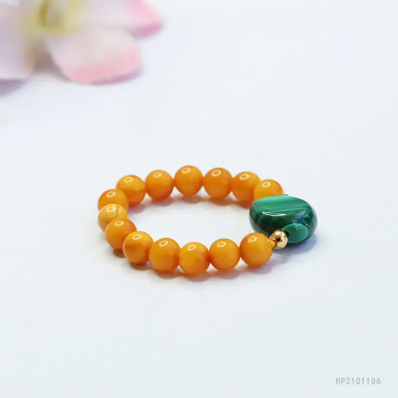 Guan Yu Natural Beeswax Ring Amber Malachite Live Streaming Dropshipping — feature 6