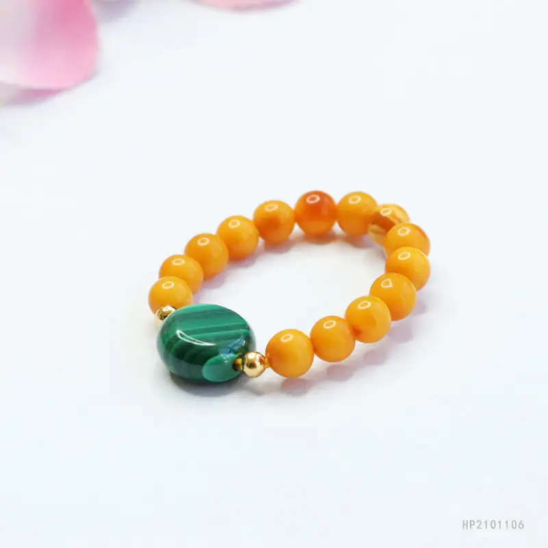Guan Yu Natural Beeswax Ring Amber Malachite Live Streaming Dropshipping — feature 8