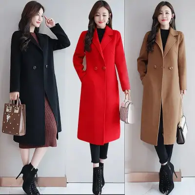 Women Woolen Coat Mid-Length Korean Style Plus Size - Image 7