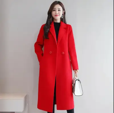 Women Woolen Coat Mid-Length Korean Style Plus Size - Image 8