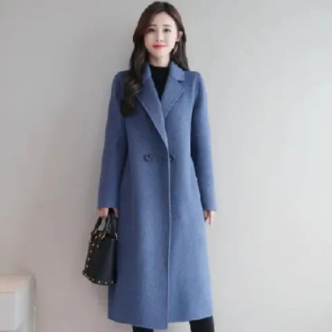 Women Woolen Coat Mid-Length Korean Style Plus Size - Image 9