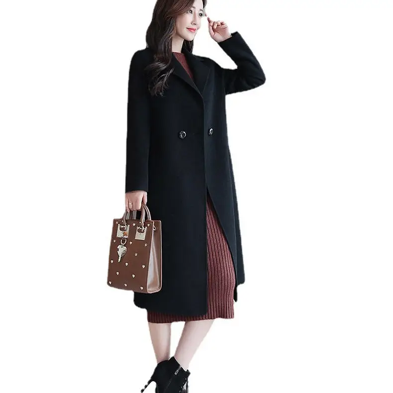 Women Woolen Coat Mid-Length Korean Style Plus Size - Image 10