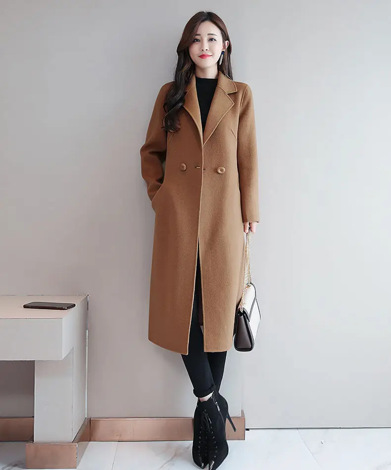 Women Woolen Coat Mid-Length Korean Style Plus Size - Image 4