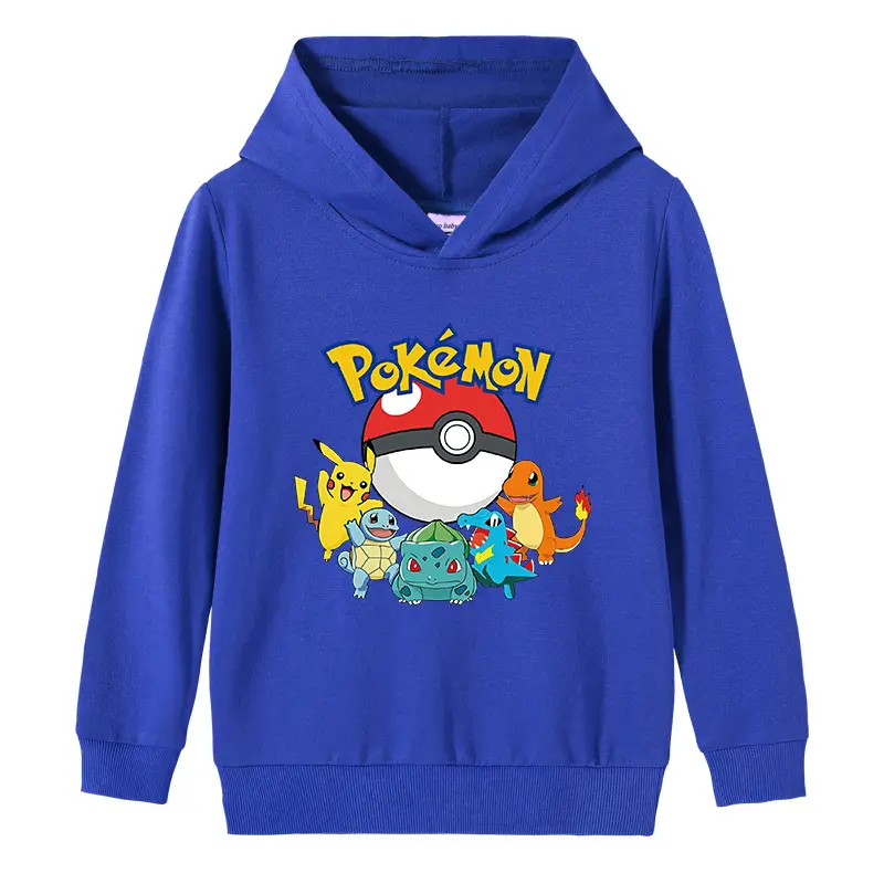 Kids Pokemon Hooded Sweatshirt Light Blue Cotton - Image 10