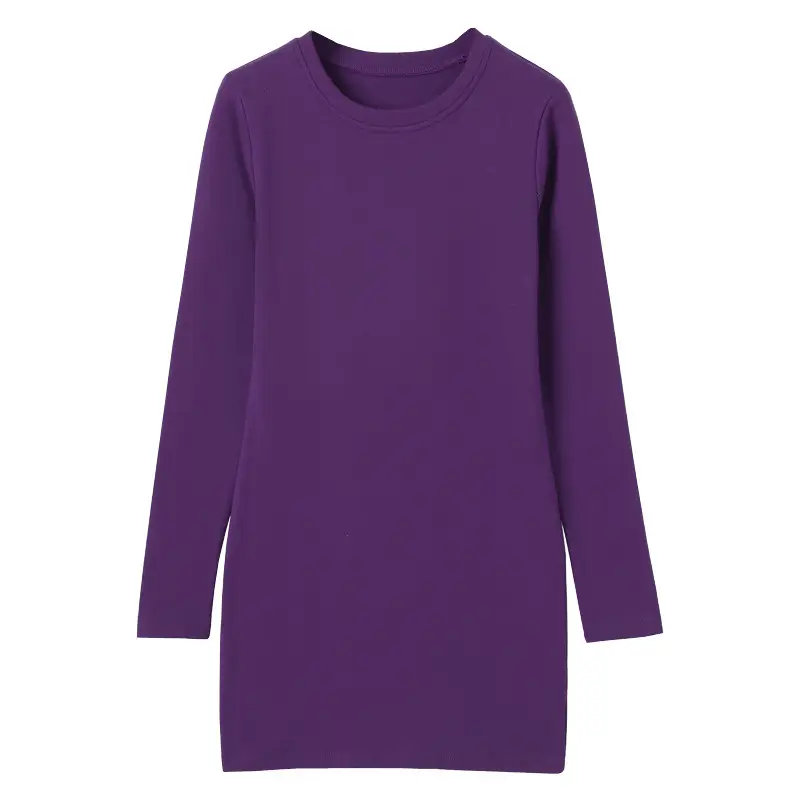 Fleece Lined Women's Long Sleeve T-Shirt Gray Red - Image 15