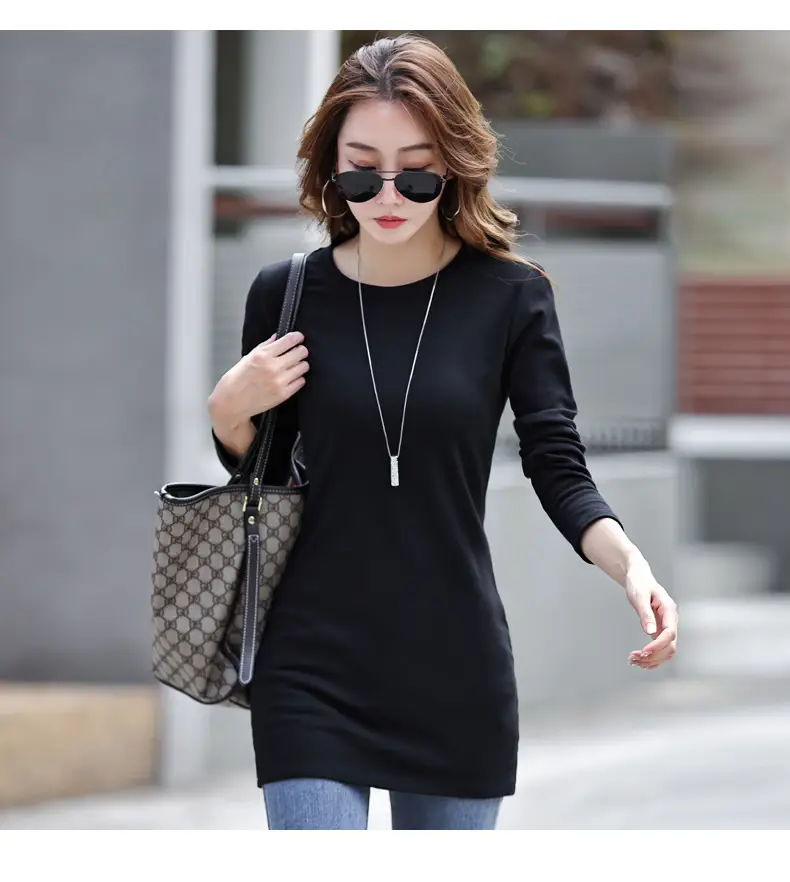 Fleece Lined Women's Long Sleeve T-Shirt Gray Red — feature 15