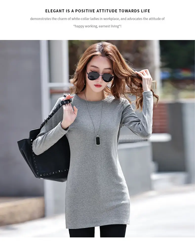 Fleece Lined Women's Long Sleeve T-Shirt Gray Red — feature 22