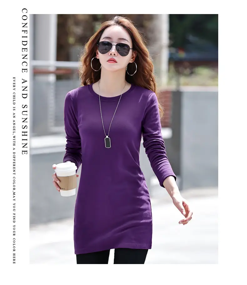 Fleece Lined Women's Long Sleeve T-Shirt Gray Red — feature 25