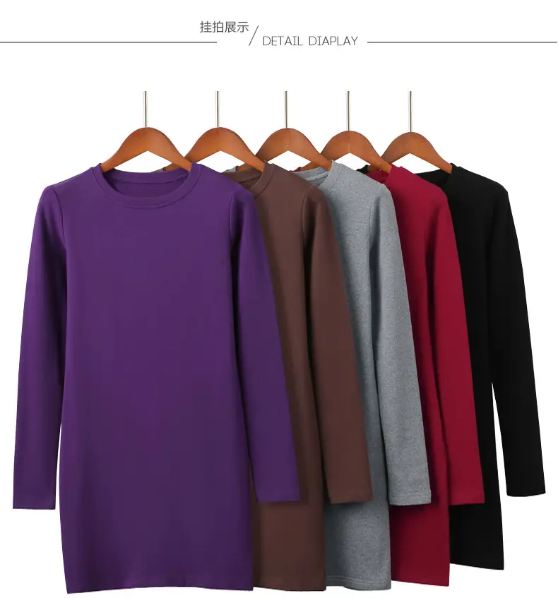 Fleece Lined Women's Long Sleeve T-Shirt Gray Red — feature 26