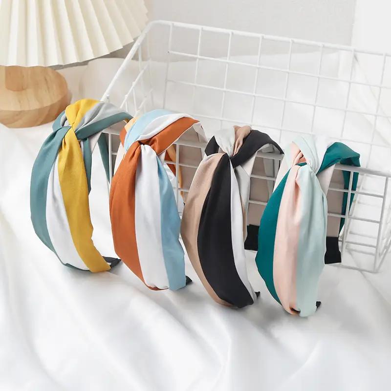 Women's Retro Cross Headband with Yellow & Teal Fabric - Image 5