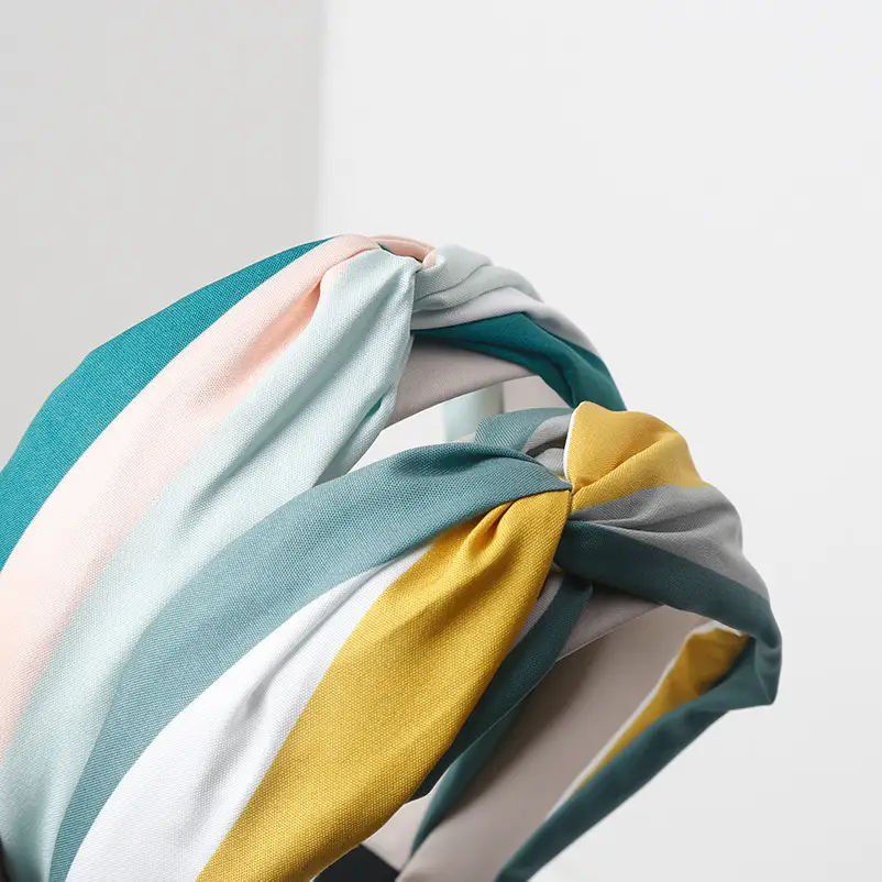 Women's Retro Cross Headband with Yellow & Teal Fabric - Image 8