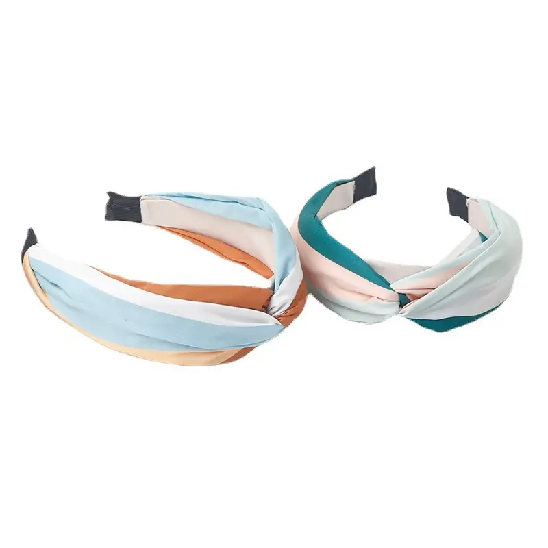 Women's Retro Cross Headband with Yellow & Teal Fabric - Image 9