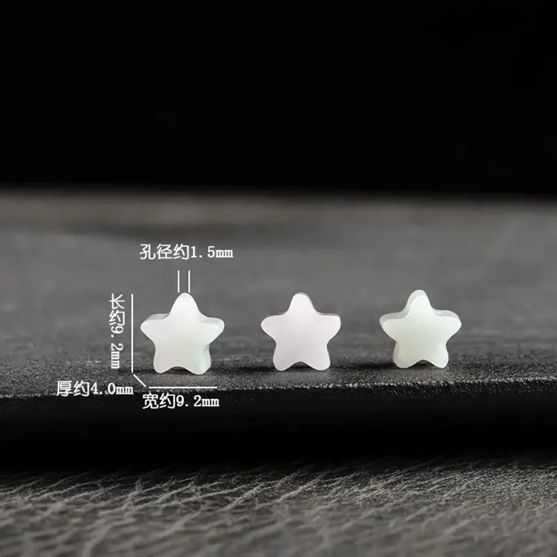 Natural Burmese Jade Star Beads White Green Loose Handmade