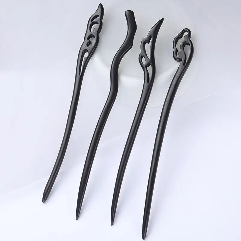 Antique Ebony Hairpin 23cm New Chinese Style - Image 21