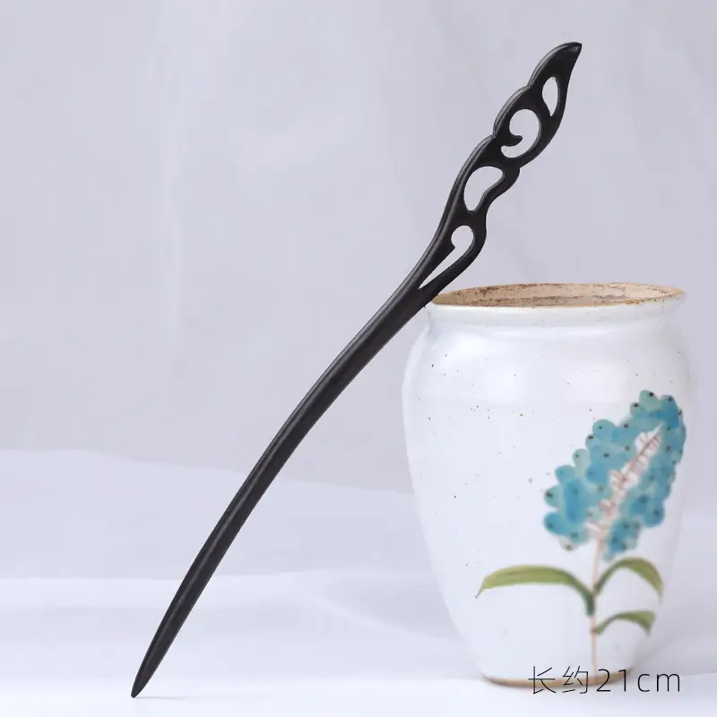 Antique Ebony Hairpin 23cm New Chinese Style - Image 10