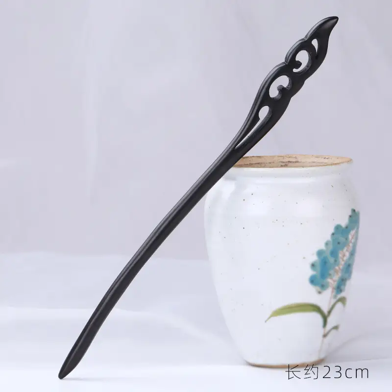Antique Ebony Hairpin 23cm New Chinese Style - Image 11