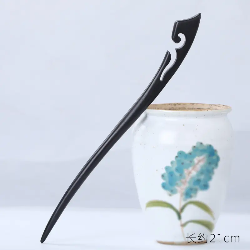 Antique Ebony Hairpin 23cm New Chinese Style - Image 14