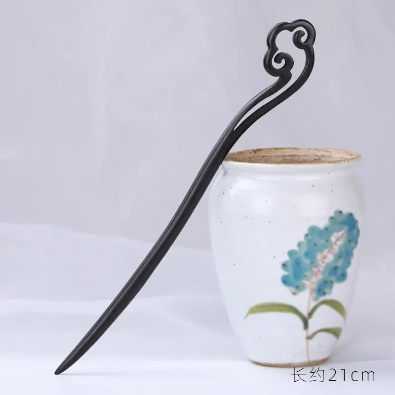 Antique Ebony Hairpin 23cm New Chinese Style - Image 15
